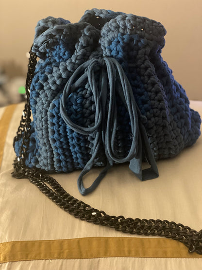 Blue crochet purse