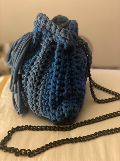 Blue crochet purse